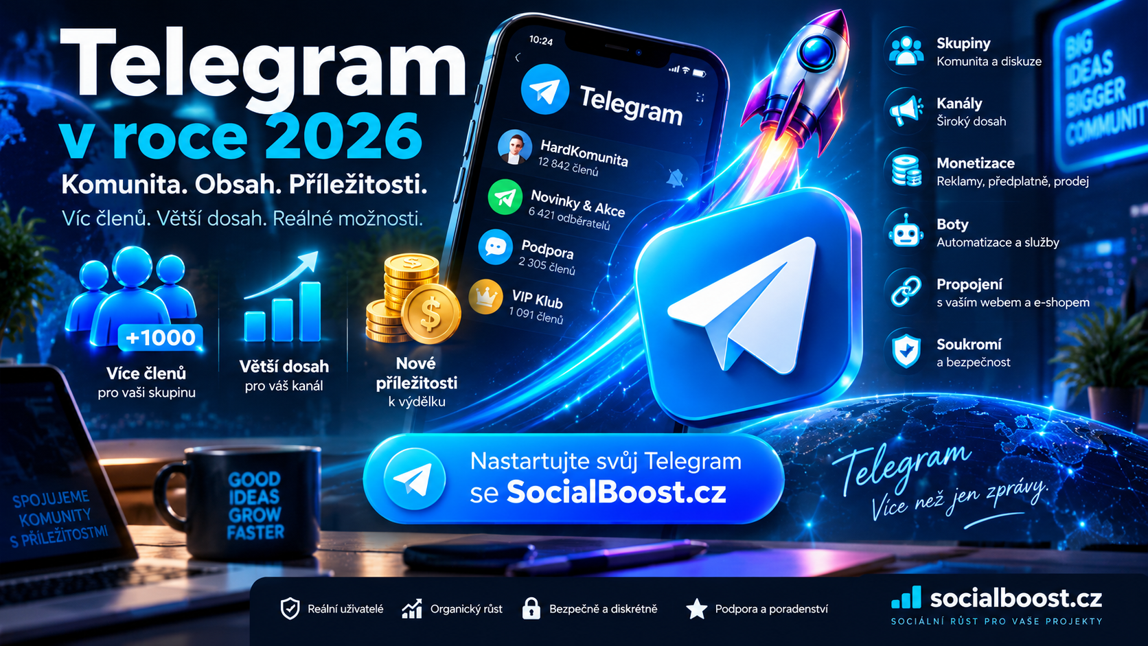 Telegram v roce 2026: Dá se na něm vydělávat? A jak využít vlastní skupinu nebo kanál